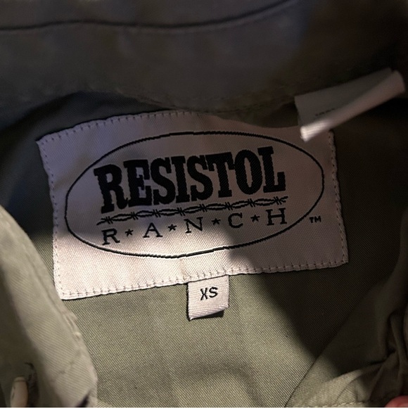 Resistol NWOT Boys western cowboy shirt square pearl button XS 100% cotton olive - Picture 3 of 7